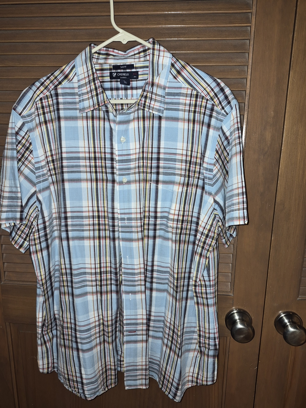 Daniel Cremieux Light Blue Plaid Short-Sleeve Button-Down Shirt